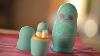 Russian Nesting Dolls Family 5 Piece Set Hand Carved Hand Painted. Rare.